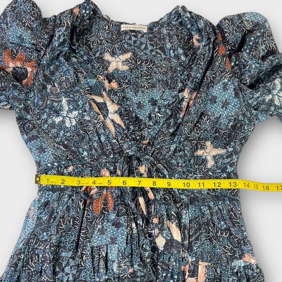 Ulla Johnson Sarai Puff Sleeve V-Neck Mini Dress In Azul Size 0 - Picture 7 of 9